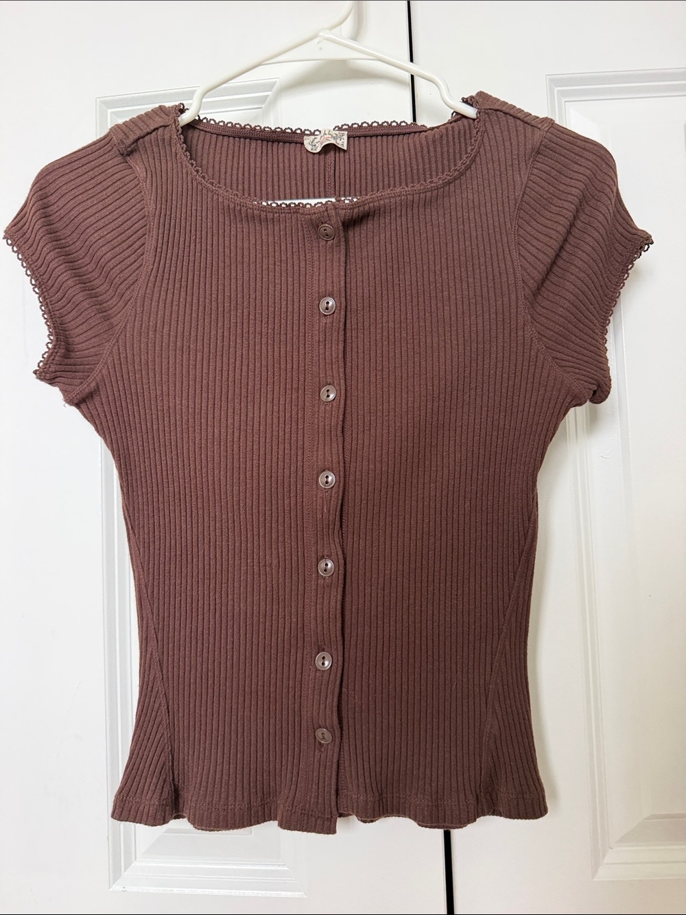 Free PeopleRibbed Button-Front Top